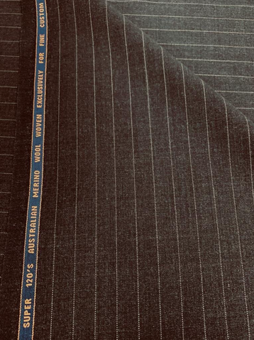 Charcoal Pinstripe Huddersfield Fine Worsteds Super 120s Wool