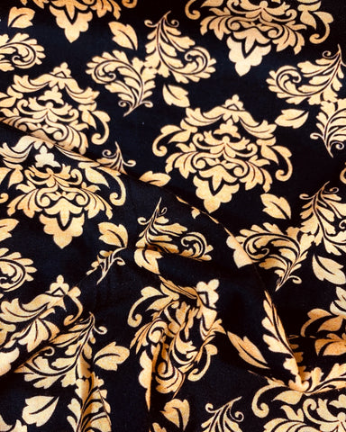 Black and Gold Damask Print - Knit