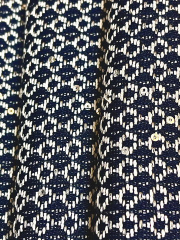 Oxford Blue and White Sequined Tweed