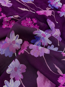 100% Purple Floral Viscose Georgette