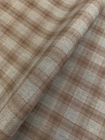 Super 140s Taupe and Grey Check