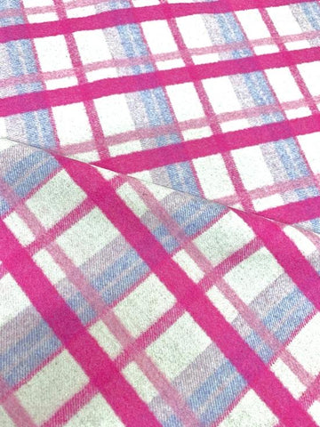 Pink and Pastel Blue Check Wool