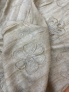 Champagne Embroidered Sequined Raw Silk