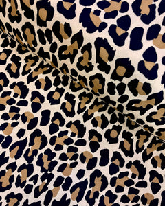 Black and Desert Sand Cotton Stretch Leopard Print