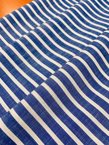 100% Slate Blue and White Striped Cotton