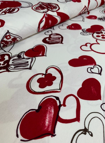 Heart Printed Viscose Knit